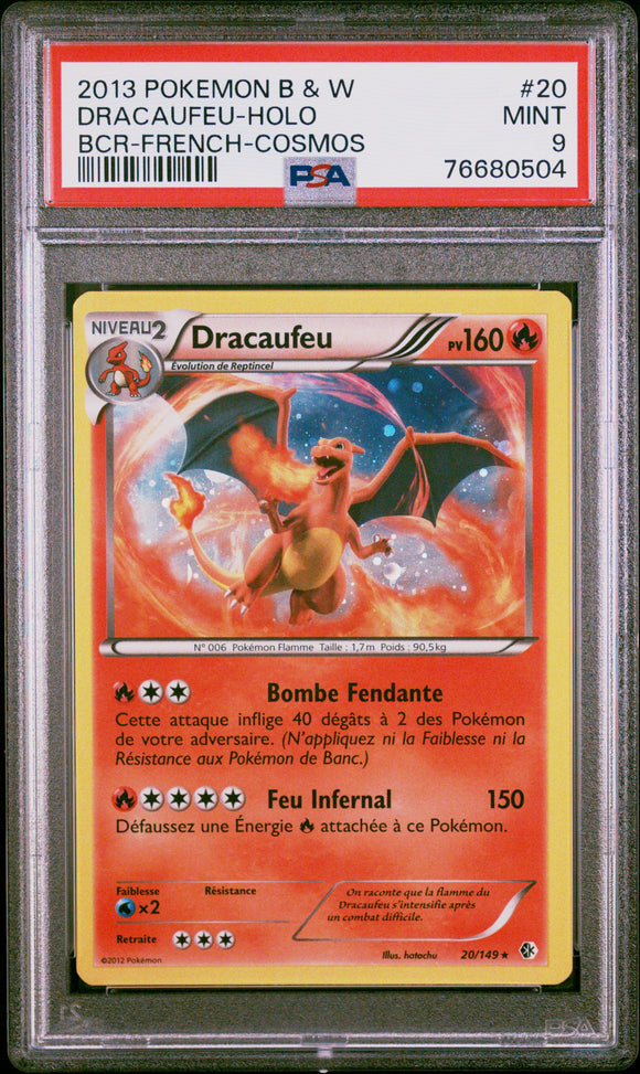 Carte gradée : Dracaufeu Holo/ Noir et Blanc/ PSA9