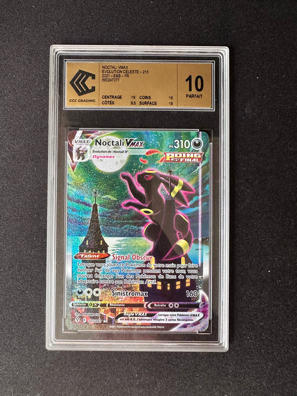 Carte gradée : Noctali Vmax Alternative - Fr - Evolutions Célestes - CCC10 (Coin pincé)