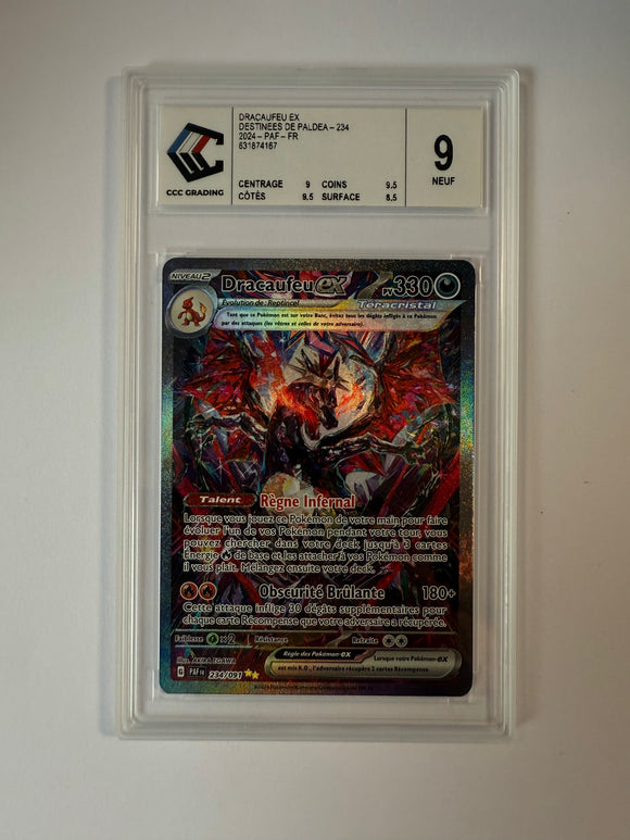 Carte gradée : Dracaufeu Ex Alternative - Fr - Destinées de Paldea - CCC9