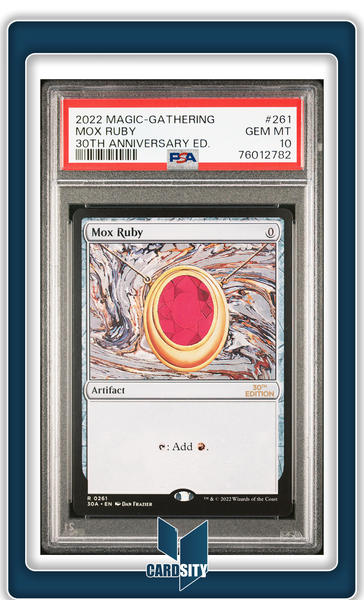 Carte gradée : Mox Ruby / Français / 30th Anniversary Ed. / PSA 10 Carte gradée : Mox Ruby / Français / 30th Anniversary Ed. / PSA 10