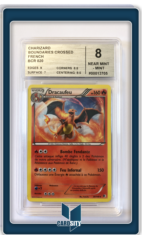 Carte gradée : Dracaufeu / Français / Frontières Franchies / Cardmarket 8