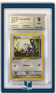 Carte gradée : Rattata / Français / Set de base 1 / Cardmarket 9